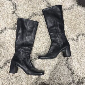 Nine West Black Leather Heeled Boots